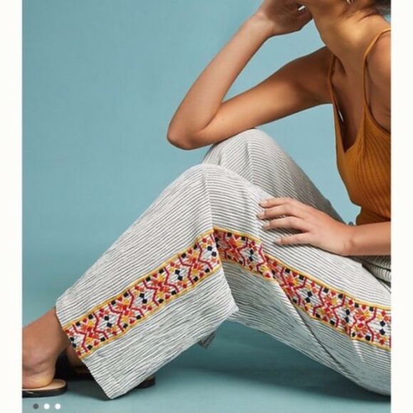 Anthropologie Pants - Anthropologie LAIA Stasia Embroider Wide Leg Pants